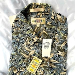 Campus Moda Men’s NWT Short Sleeve Tropical Print button up Shirt 100% Cotton M